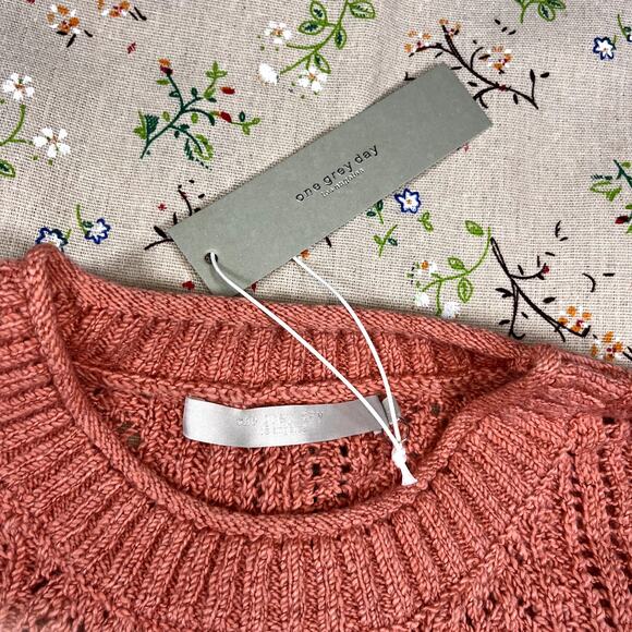 One Grey Day Crewneck Sweatshirt Shorts Set Small Pullover Pointelle Soft Lounge - Picture 8 of 11